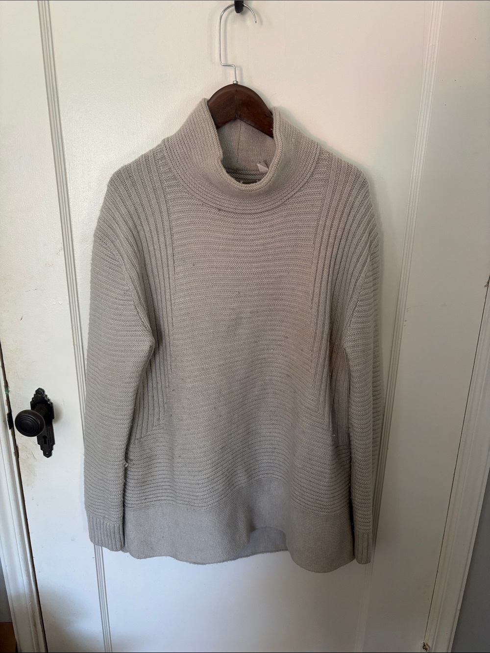Athleta | Mariano Wool Light Beige Ribbed Turtleneck Sweater